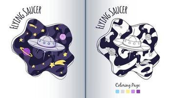 Spacecraft and Stars Coloring Page vector