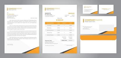 set of letter head, invoice, business cad and envelope design vector