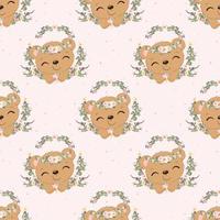 Cute baby bear seamless pattern vector