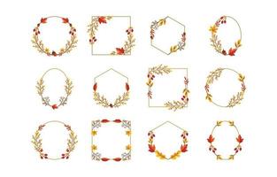 Autumn Leaves and Foliage Wreath Collection vector