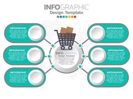 Infographic template design with 6 color options. vector