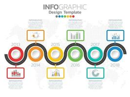 Infographic template design with 6 color options. vector