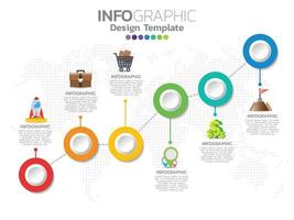 Infographic template design with 6 color options. vector