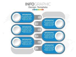 Infographic template design with 6 color options. vector