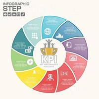 Infographics step by step. Pie chart, graph, diagram vector