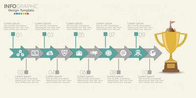 Infografía de flechas de línea de tiempo con pasos o procesos. vector