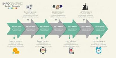 Timeline arrows infographic with steps or processes. vector