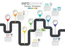 Infographic template design with 7 color options. vector