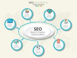 SEO concepto de marketing digital con iconos. vector