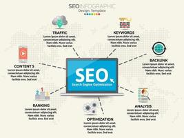 SEO concepto de marketing digital con iconos. vector