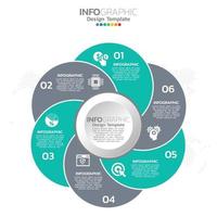 Infographic template design with 6 color options. vector