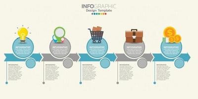 Timeline arrows infographic with steps or processes. vector