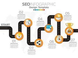 Infographic template design with 6 color options. vector