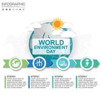 Earth globe with infographic. World Environment Day concept. vector