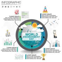 Earth globe with infographic. World Environment Day concept. vector