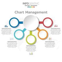 Procesos o pasos de diseño infográfico de 5 partes. vector