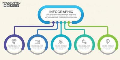 5 Parts infographic design steps or processes. vector