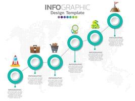 Infographic template design with 6 color options. vector