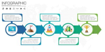 5 Parts infographic design steps or processes. vector