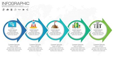 Timeline arrows infographic with steps or processes. vector