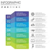 7 Parts infographic design steps or processes. vector