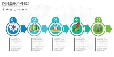 Timeline arrows infographic with steps or processes. vector