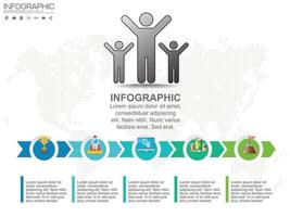 Infografía de flechas de línea de tiempo con pasos o procesos. vector