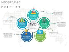 5 Parts infographic design steps or processes. vector