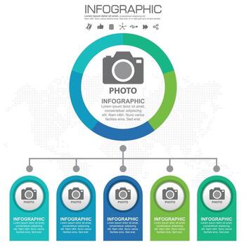 Manage chart infographic with steps or processes. vector
