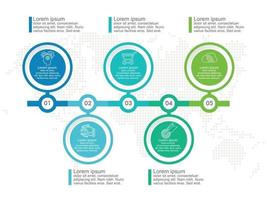 Procesos o pasos de diseño infográfico de 5 partes. vector