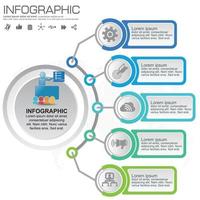 6 Parts infographic design steps or processes. vector