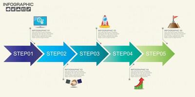 Timeline arrows infographic with steps or processes. vector