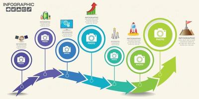 Timeline arrows infographic with steps or processes. vector