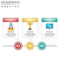 Plantilla de infografía empresarial con 3 opciones o pasos. vector