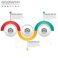 Plantilla de infografía empresarial con 3 opciones o pasos. vector