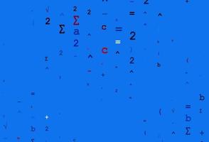 textura de vector azul claro, rojo con símbolos matemáticos.