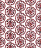 seamless background with bouquets of red flowers in braided circles vector