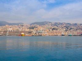 View of Genoa Italy from the sea photo