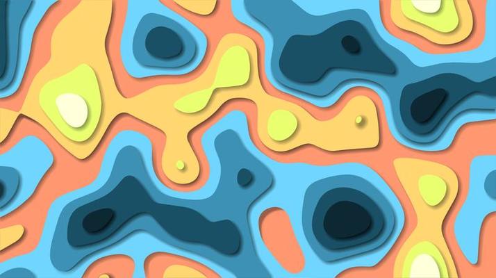 Overlapping paper cut out shapes with vector shadows