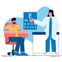 Visiting optometrist flat illustration vector