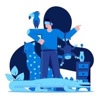 Zoo with VR flat illustration vector