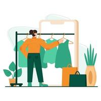 Shopping by phone flat illustration vector