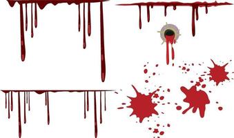 Dripping blood set on white background vector