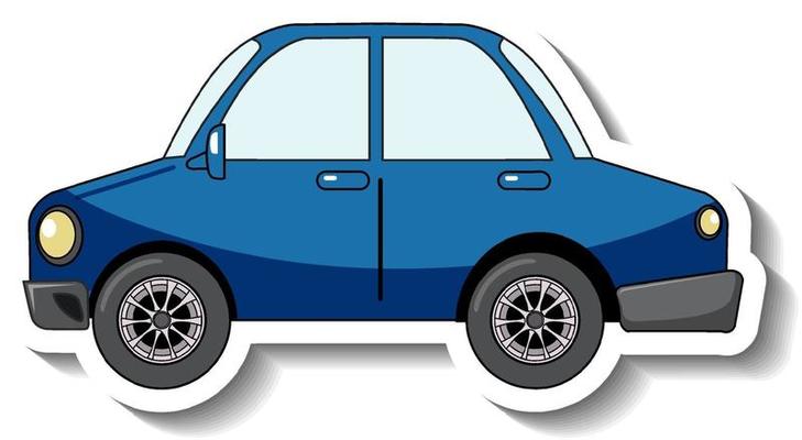 Sticker template with a blue car isolated