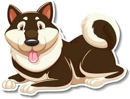 A sticker template of dog cartoon character vector