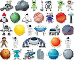 Set of stickers with Solar system objects isolated vector