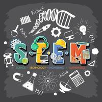STEM logo banner with learning icon elements vector