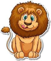 A sticker template of lion cartoon character vector