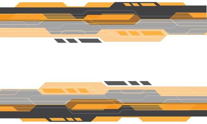 Abstract yellow grey cyber geometric technology on white vector
