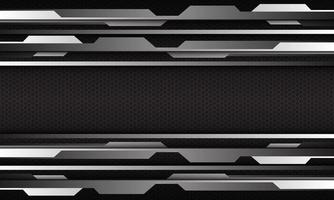 Abstract silver cyber geometric on hexagon mesh futuristic vector